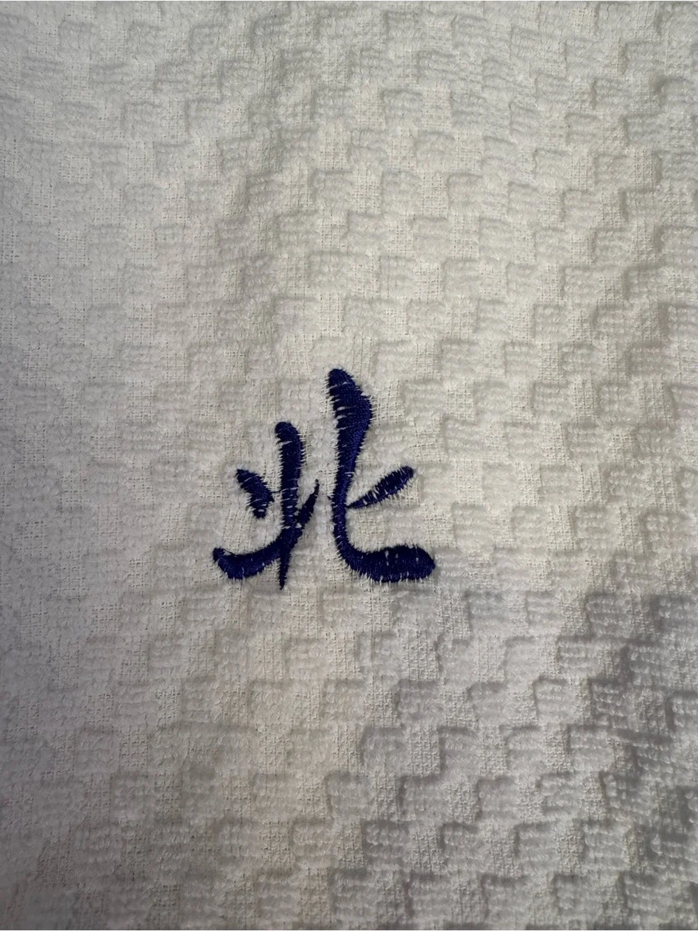 Mahjong White Embroidered Cotton Kitchen Towels - Set of 5 Decorative Towels